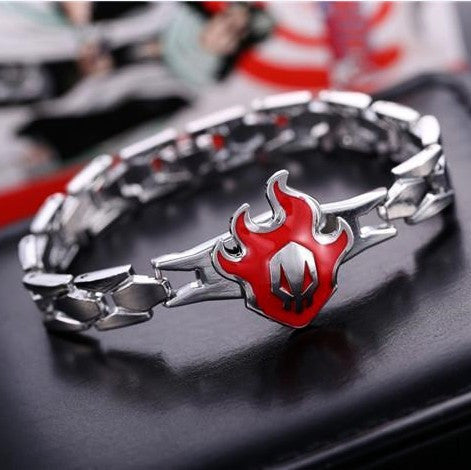 Bleach Bracelet - Bleach Logo Skull on Red Flame - AnimePond